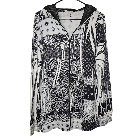 BLUMIN APARREL Women's Full Zip Hoodie Jacket Black & White Size 1XL NWOT - Picture 1 of 6